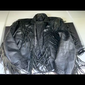 Vintage Leather Fringe Motorcycle Jacket